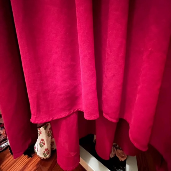 Modcloth Hi-low Hem Lace Trim Rich Maroon Dress, Size Small - Picture 6 of 8